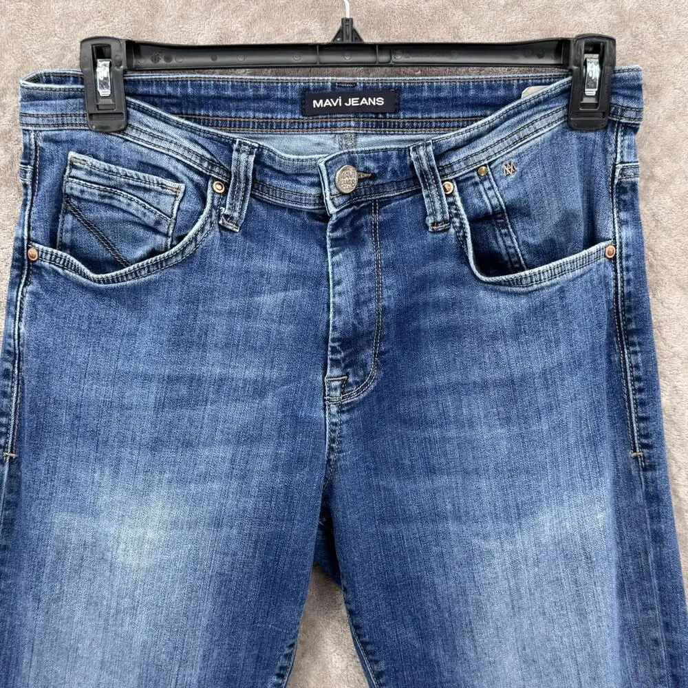 Mavi Matt Jeans Mens 32x32 Blue Relaxed Straight Stretch Denim Medium Wash - Picture 3 of 10